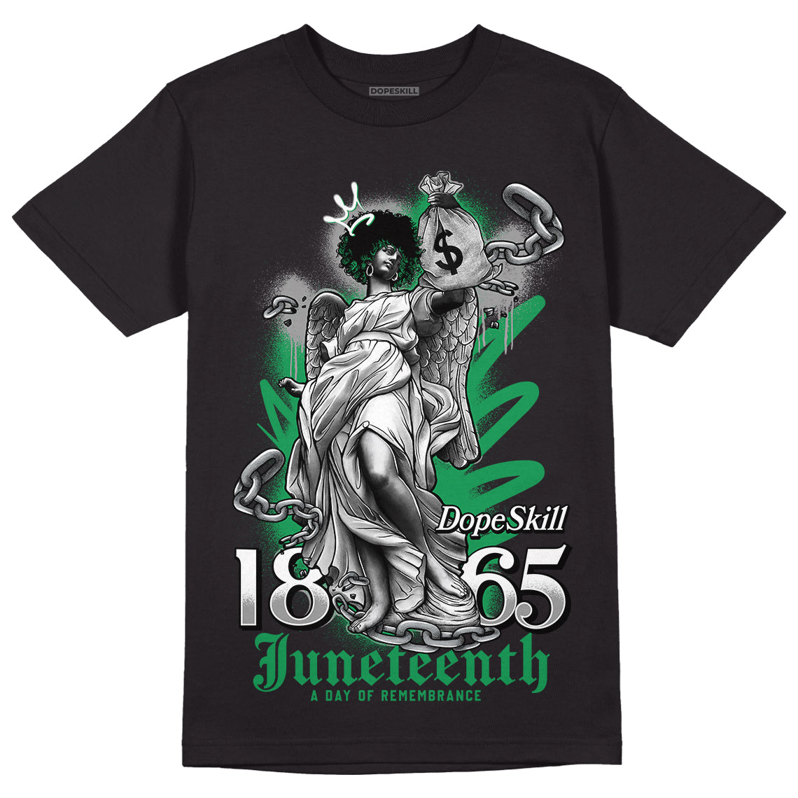 Jordan 3 WMNS “Lucky Green” DopeSkill T-Shirt Juneteenth Graphic Streetwear - Black