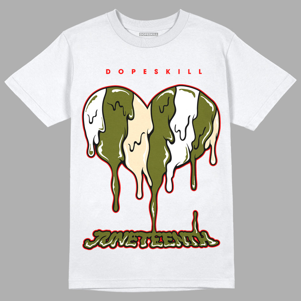 Travis Scott x Jordan 1 Low OG “Olive” DopeSkill T-Shirt Juneteenth Heart Graphic Streetwear - White