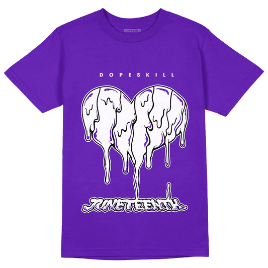 AJ 13 Court Purple DopeSkill Purple T-shirt Juneteenth Heart Graphic