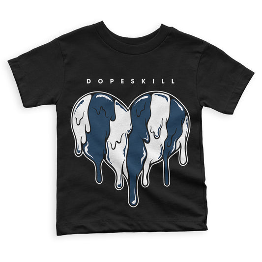 Brave Blue 13s DopeSkill Toddler Kids T-shirt Slime Drip Heart Graphic - Black 