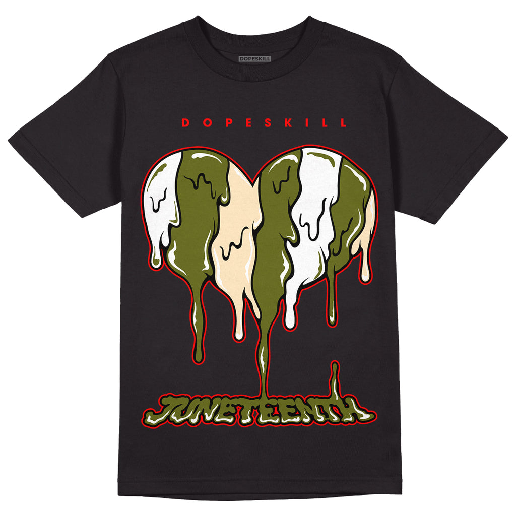 Travis Scott x Jordan 1 Low OG “Olive” DopeSkill T-Shirt Juneteenth Heart Graphic Streetwear - Black