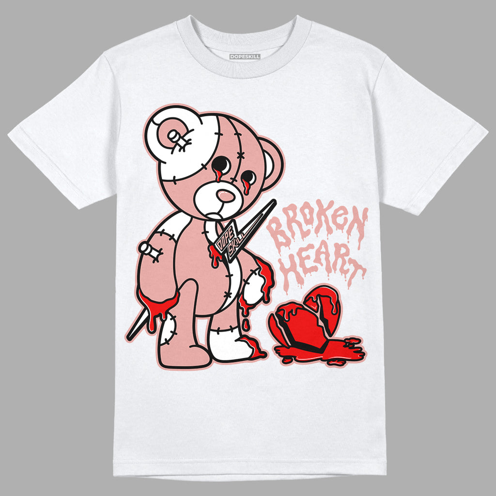 Rose Whisper Dunk Low DopeSkill T-Shirt Broken Heart Graphic - White 