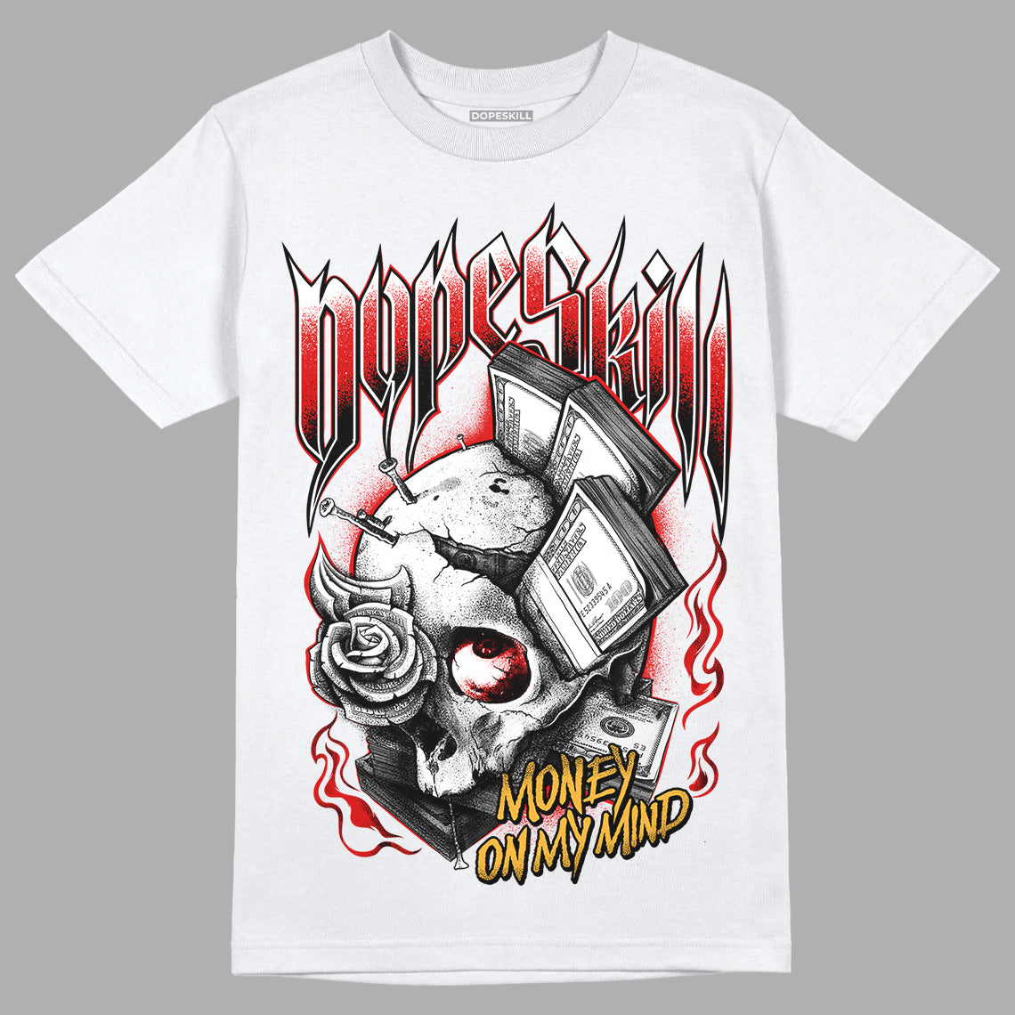 Dunk Low Gym Red DopeSkill T-Shirt Money On My Mind Graphic - White 