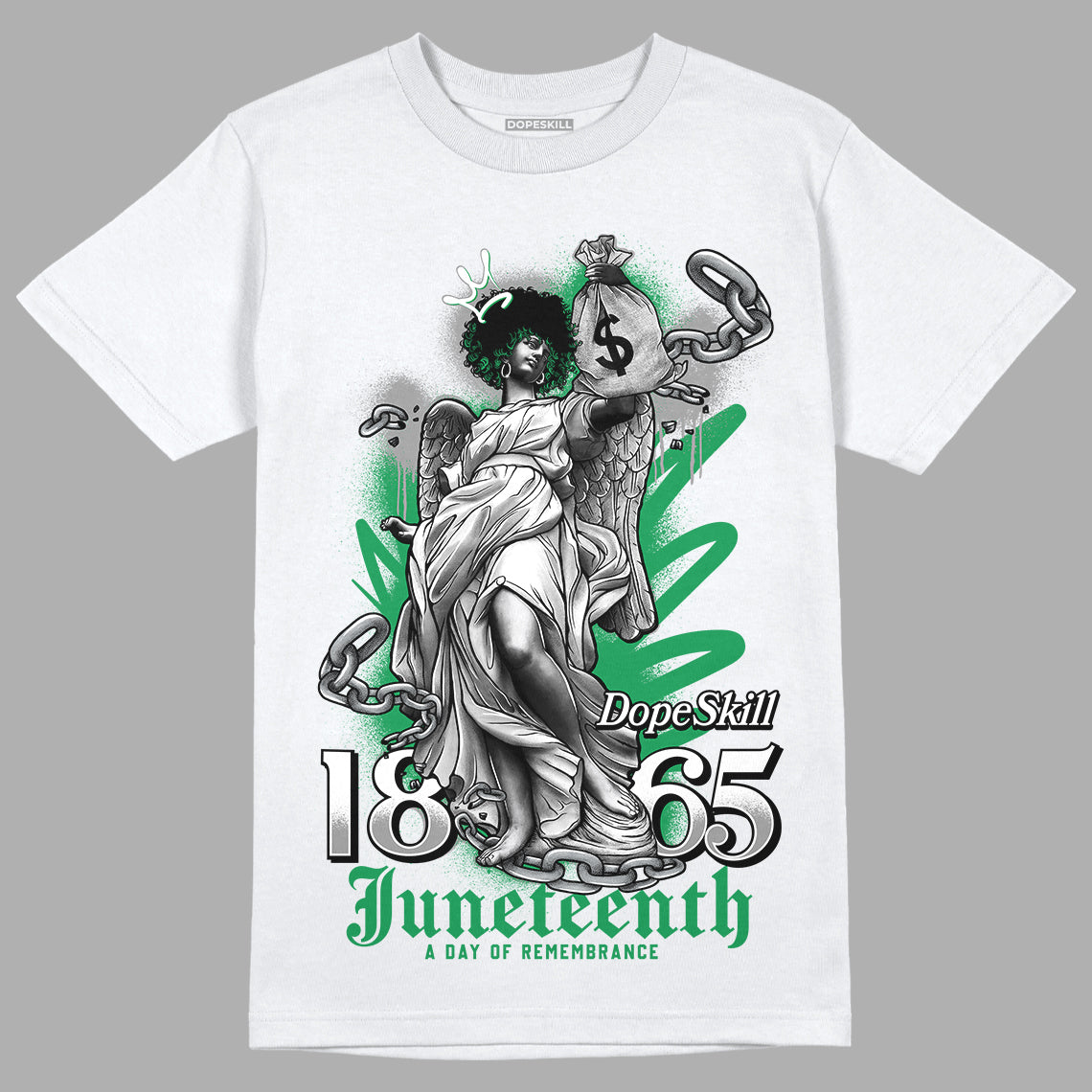 Jordan 3 WMNS “Lucky Green” DopeSkill T-Shirt Juneteenth Graphic Streetwear - White