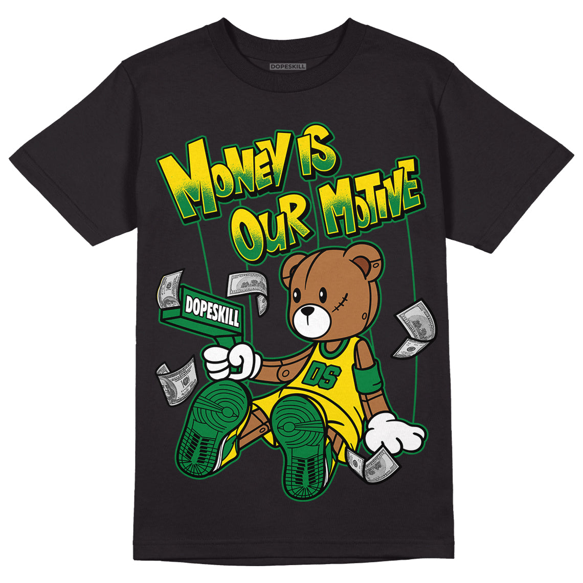 Dunk Low Reverse Brazil DopeSkill T-Shirt Money Is Our Motive Bear Graphic - Black