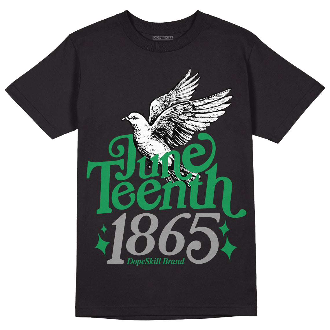  Jordan 3 WMNS “Lucky Green” DopeSkill T-Shirt Juneteenth 1865 Graphic Streetwear - Black