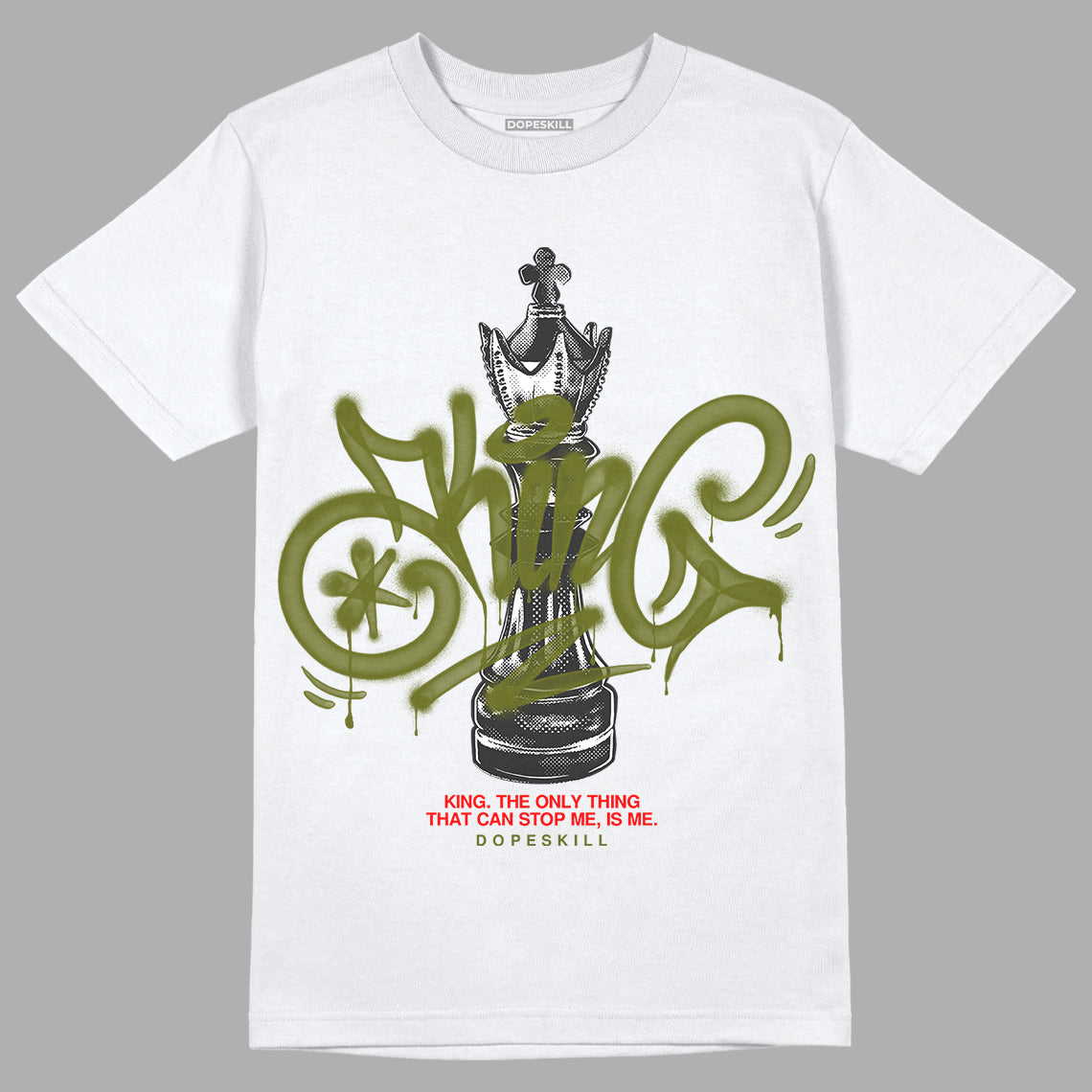 Travis Scott x Jordan 1 Low OG “Olive” DopeSkill T-Shirt King Chess Graphic Streetwear - White 