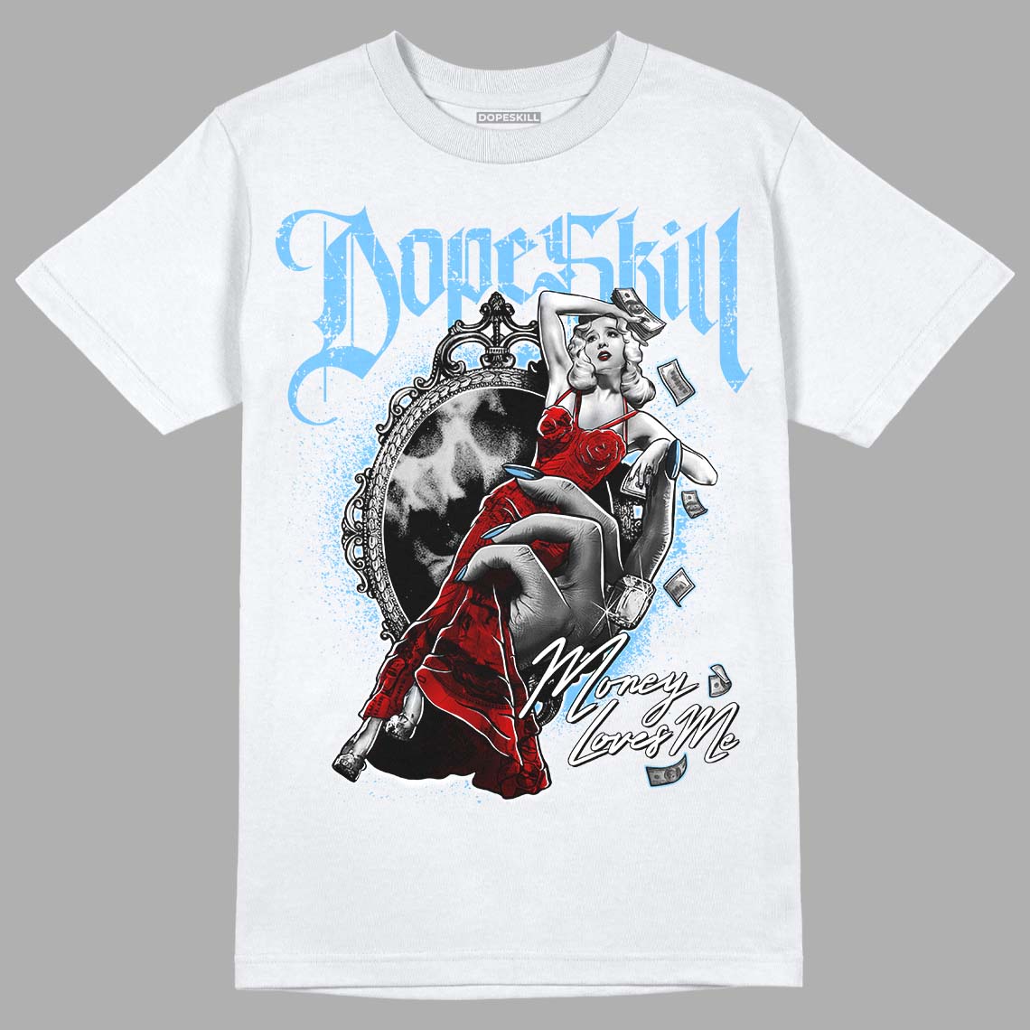 Travis Scott x Jordan 4 Retro 'Cactus Jack' DopeSkill T-Shirt Money Loves Me Graphic Streetwear - White 