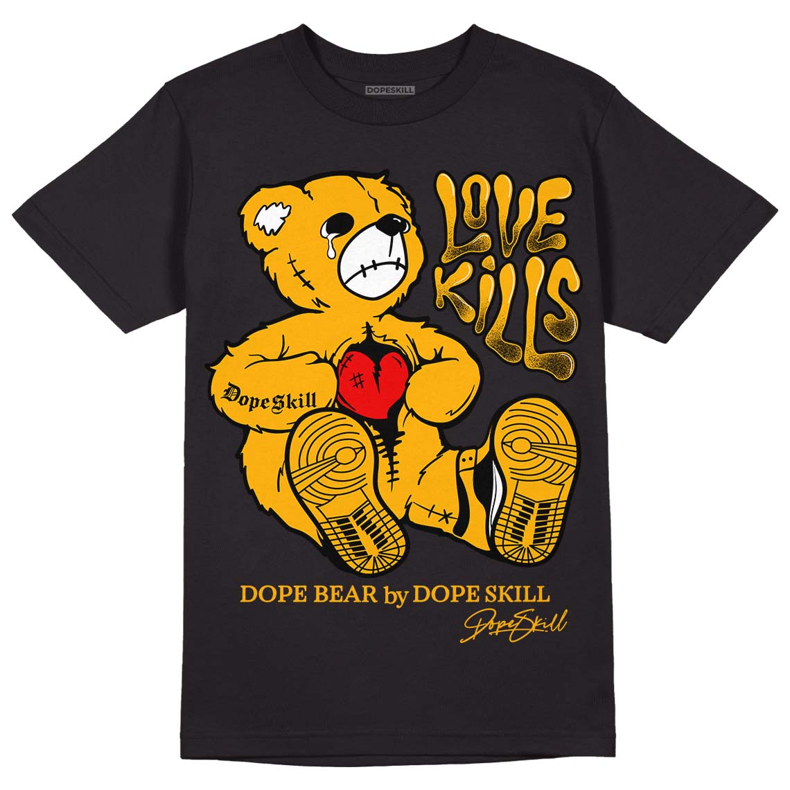 Goldenrod Dunk DopeSkill T-Shirt Love Kills Graphic - Black 