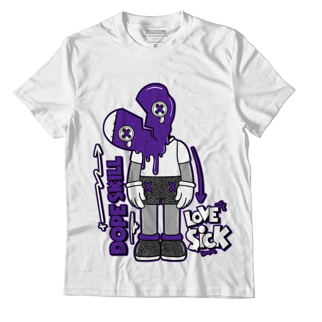 Jordan 3 Dark Iris DopeSkill T-Shirt Love Sick Boy Graphic - White 