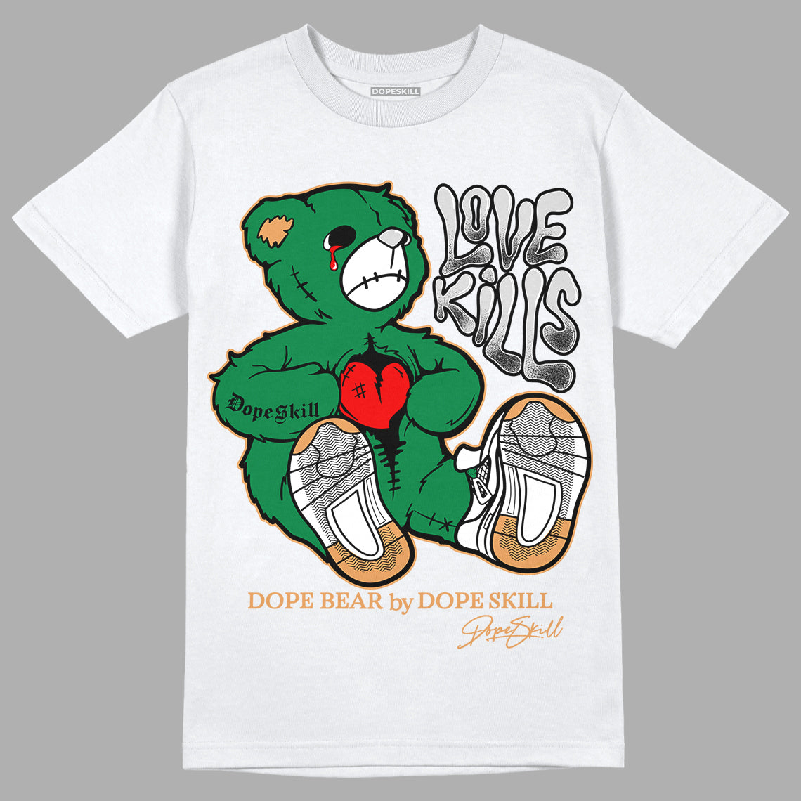 Nike SB x Jordan 4 “Pine Green” DopeSkill T-Shirt Love Kills Graphic Streetwear - White