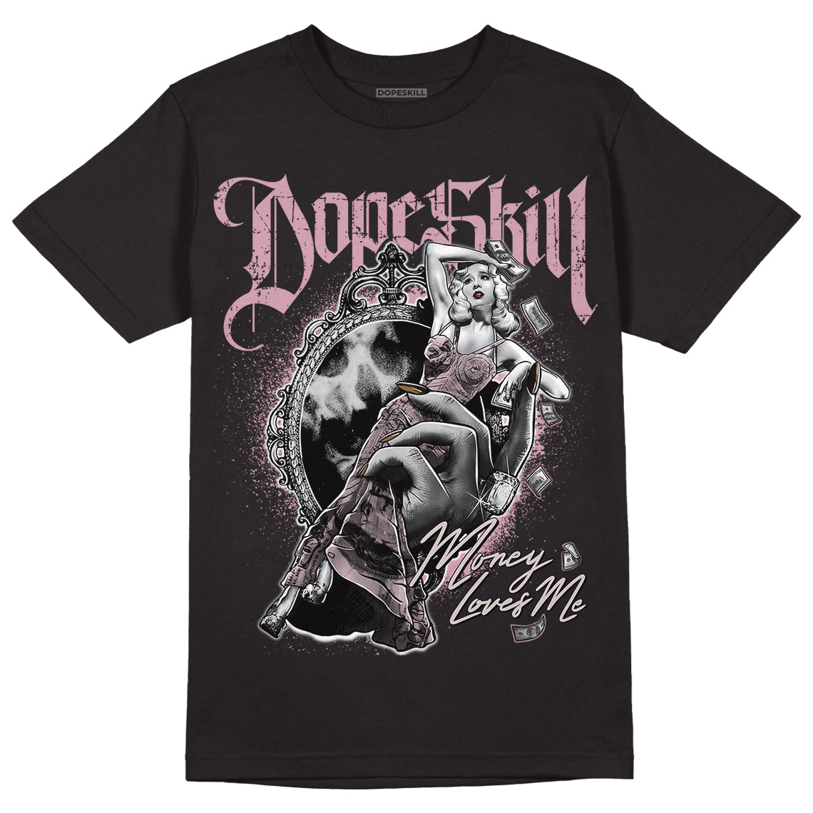 Dunk Low Teddy Bear Pink DopeSkill T-Shirt Money Loves Me Graphic - Black 