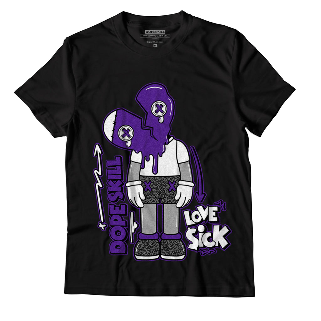 Jordan 3 Dark Iris DopeSkill T-Shirt Love Sick Boy Graphic - Black 