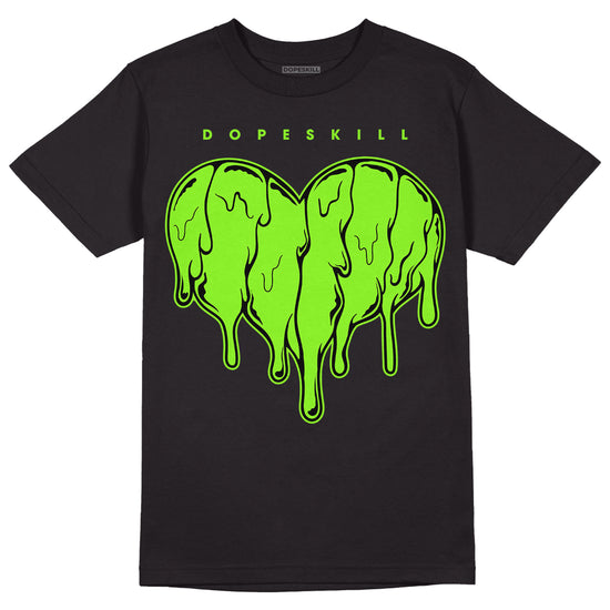 Neon Green Collection DopeSkill T-Shirt Slime Drip Heart Graphic - Black