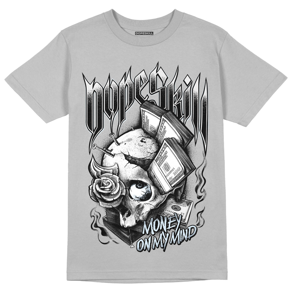 Black Metallic Chrome 6s DopeSkill Metallic Silver T-shirt Money On My Mind Graphic