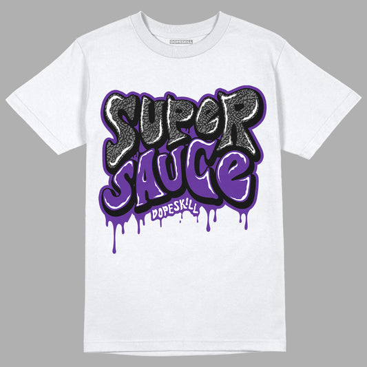 Dark Iris 3s DopeSkill T-Shirt Super Sauce Graphic - White 