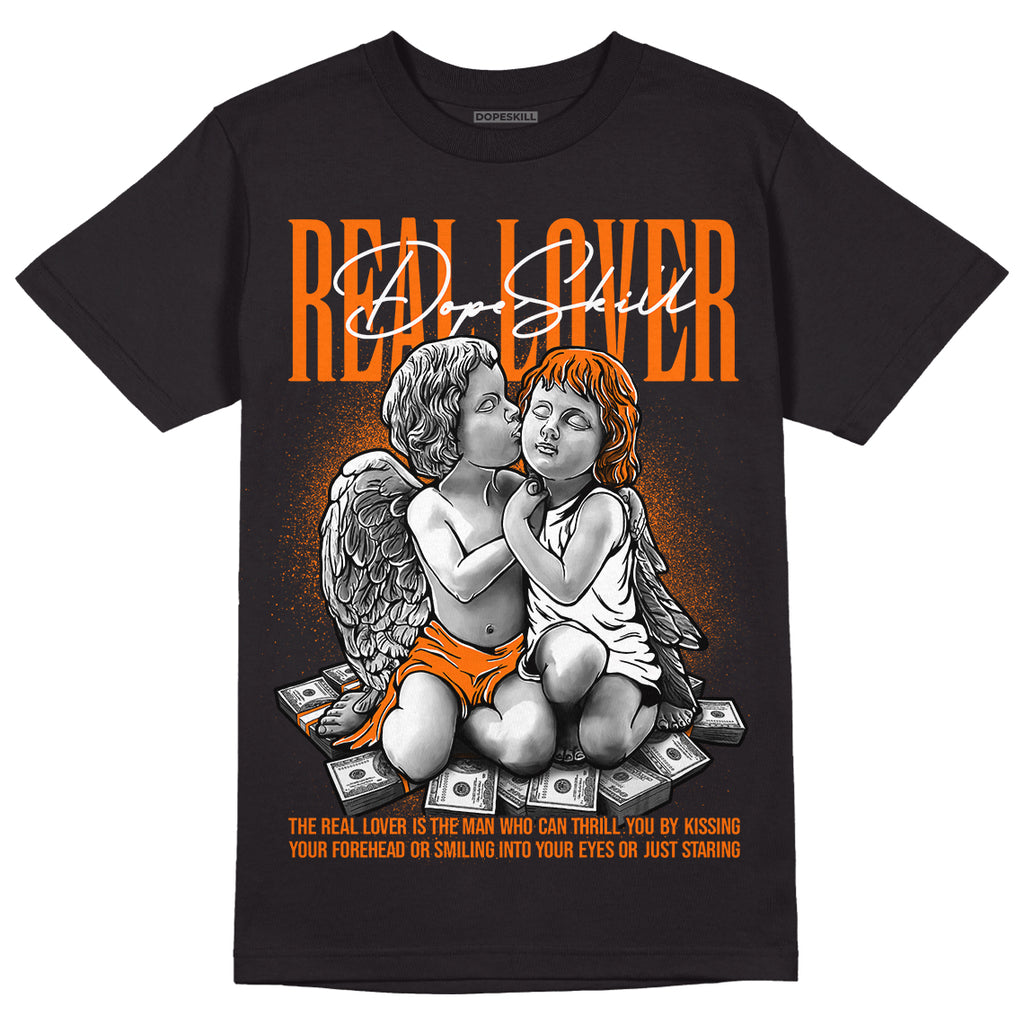 Orange Black White DopeSkill T-Shirt Real Lover Graphic - Black