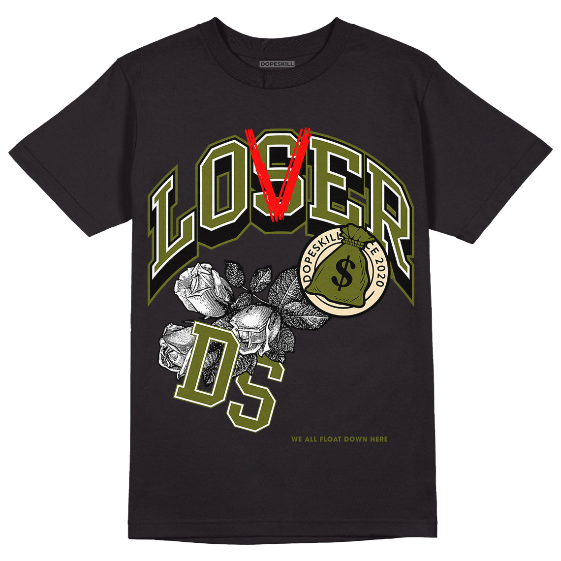 Travis Scott x Jordan 1 Low OG “Olive” DopeSkill T-Shirt Loser Lover Graphic Streetwear - Black