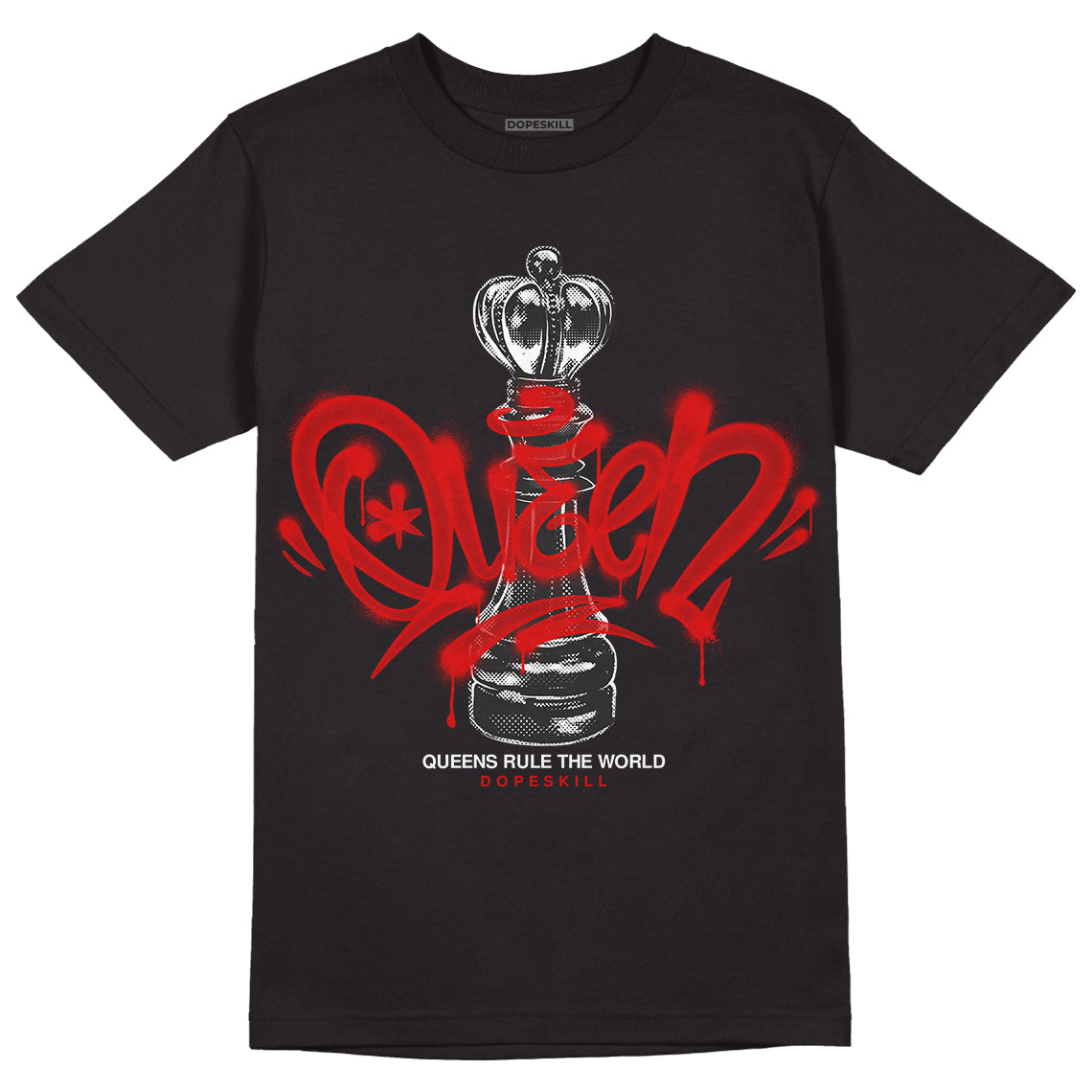 Jordan 3 Retro Fire Red DopeSkill T-Shirt Queen Chess Graphic Streetwear - Black