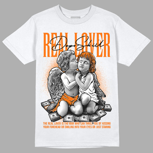 Orange Black White DopeSkill T-Shirt Real Lover Graphic - White 