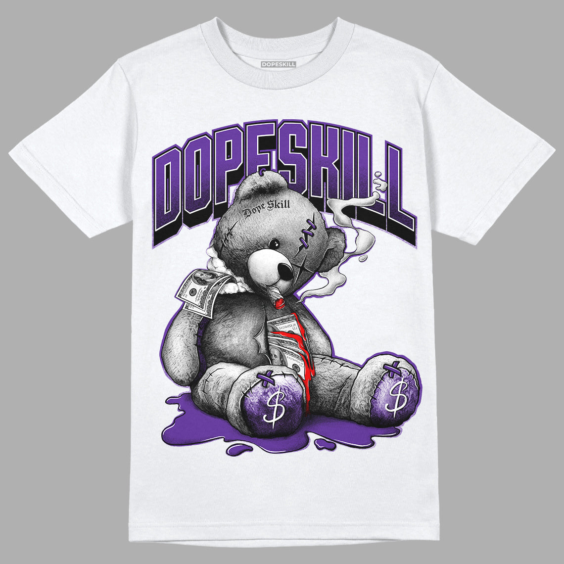 PURPLE Collection DopeSkill T-Shirt Sick Bear Graphic - White 