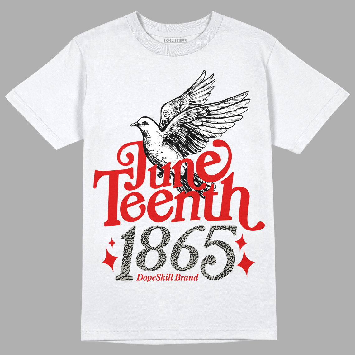 Jordan 3 Retro Fire Red DopeSkill T-Shirt Juneteenth 1865 Graphic Streetwear - White