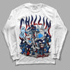 Midnight Navy 4s DopeSkill Long Sleeve T-Shirt Chillin Graphic - White