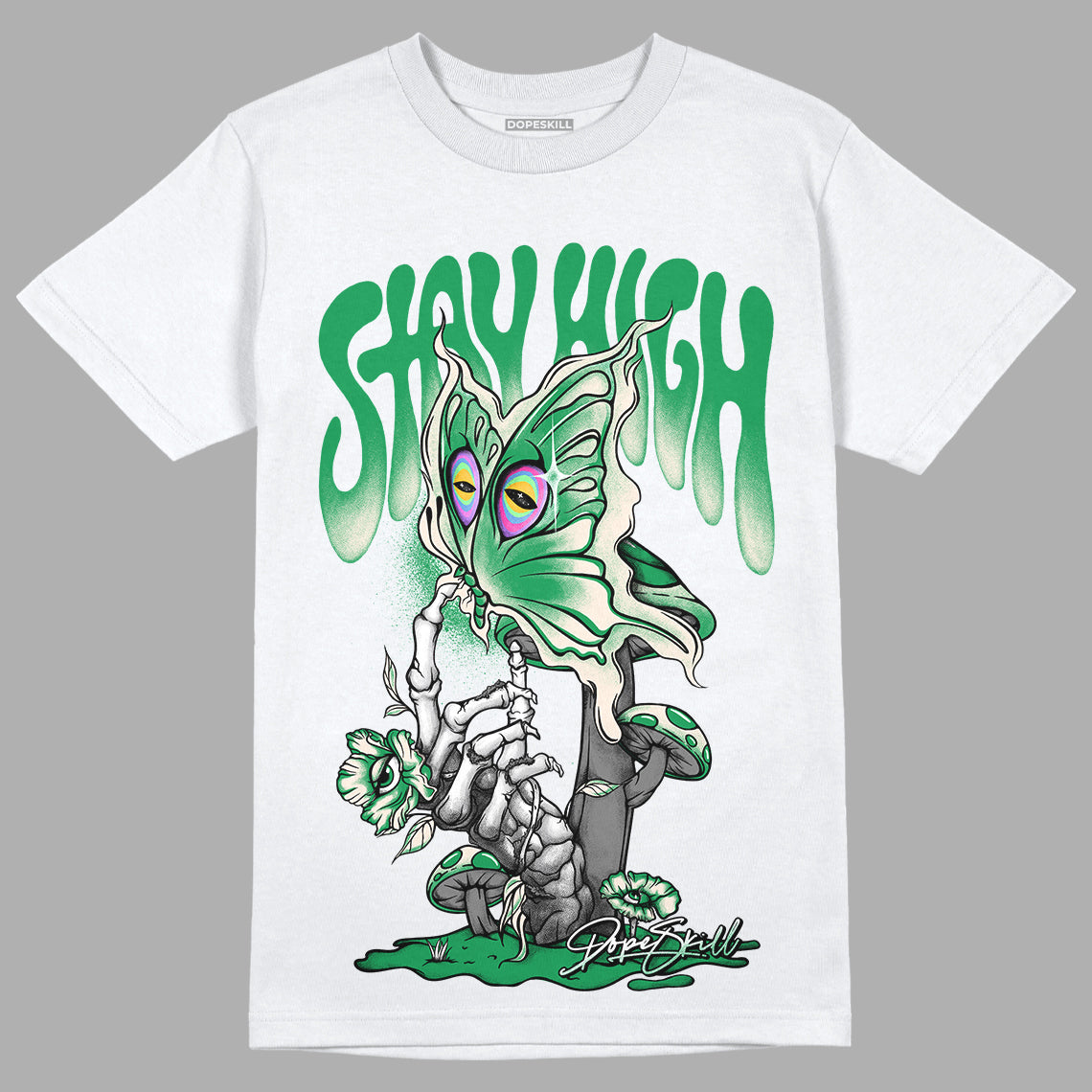 Jordan 2 Retro Lucky Green DopeSkill T-Shirt Stay High Graphic Streetwear  - White 