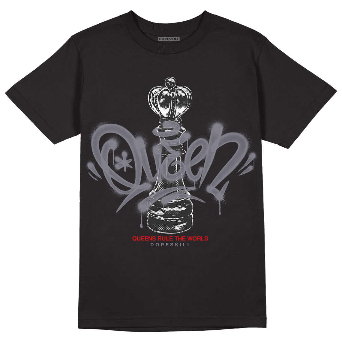 Jordan 9 Retro Fire Red DopeSkill T-Shirt Queen Chess Graphic Streetwear - Black