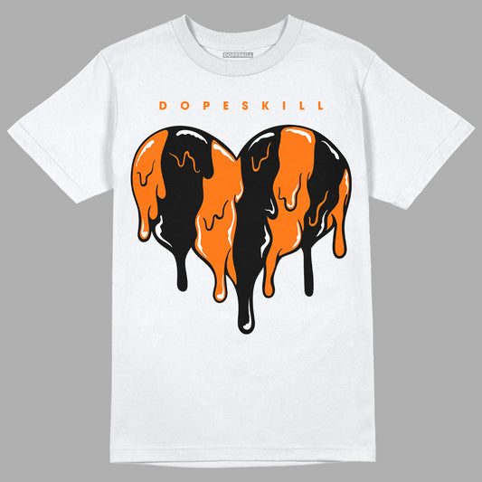 Orange Black White DopeSkill T-Shirt Slime Drip Heart Graphic - White 