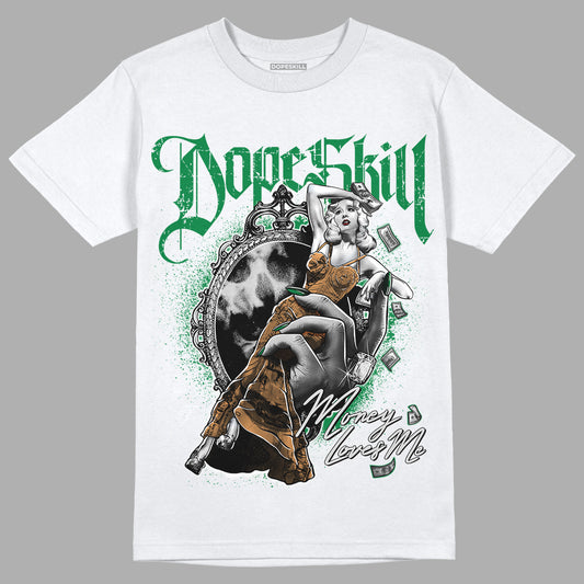 Nike SB x Jordan 4 “Pine Green” DopeSkill T-Shirt Money Loves Me Graphic Streetwear - White