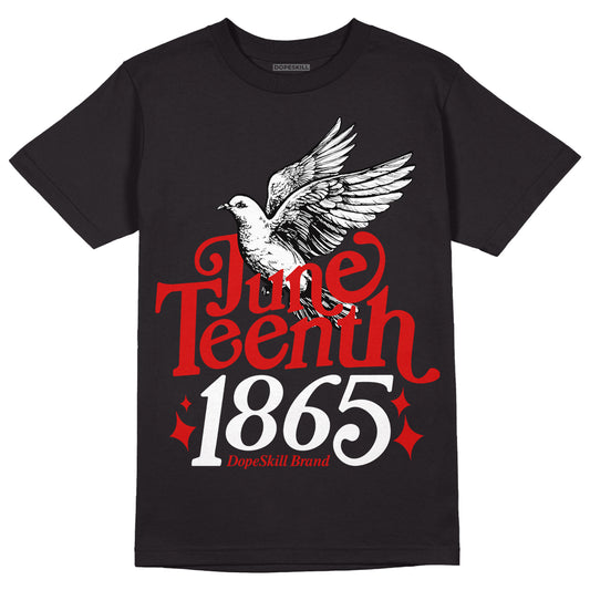 Jordan 3 Retro Fire Red DopeSkill T-Shirt Juneteenth 1865 Graphic Streetwear - Black