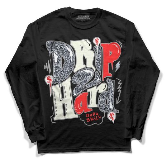 Jordan 3 Retro White Cement Reimagined DopeSkill Long Sleeve T-Shirt Drip Too Hard Graphic Streetwear - Black