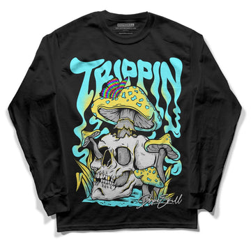 Aqua 5s DopeSkill Long Sleeve T-Shirt Trippin Graphic - Black