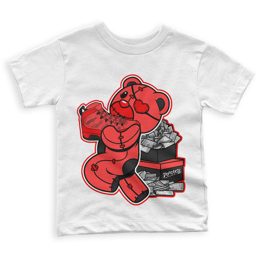 Chile Red 9s DopeSkill Toddler Kids T-shirt Bear Steals Sneaker Graphic