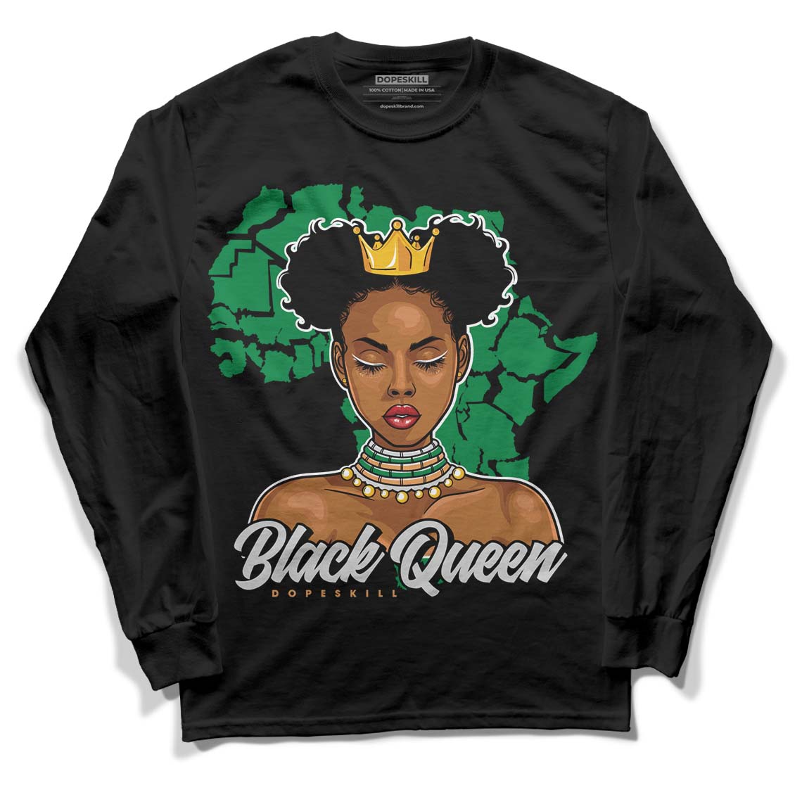 Nike SB x Jordan 4 “Pine Green” DopeSkill Long Sleeve T-Shirt Black Queen Graphic Streetwear - Black