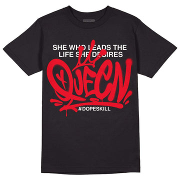 Red Thunder 4s DopeSkill T-shirt Queen Graphic - Black