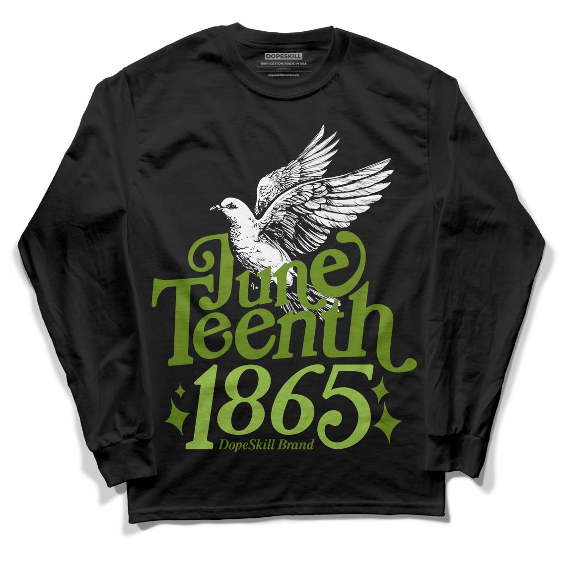 Dunk Low 'Chlorophyll' DopeSkill Long Sleeve T-Shirt Juneteenth 1865 Graphic Streetwear - Black