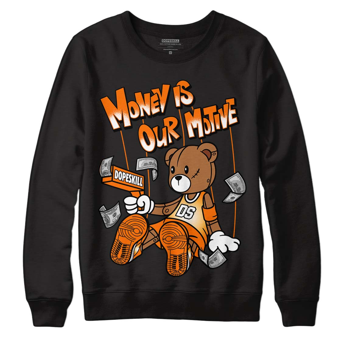 Wmns Dunk Low 'Magma Orange DopeSkill Sweatshirt Money Is Our Motive Bear Graphic Streetwear - Black