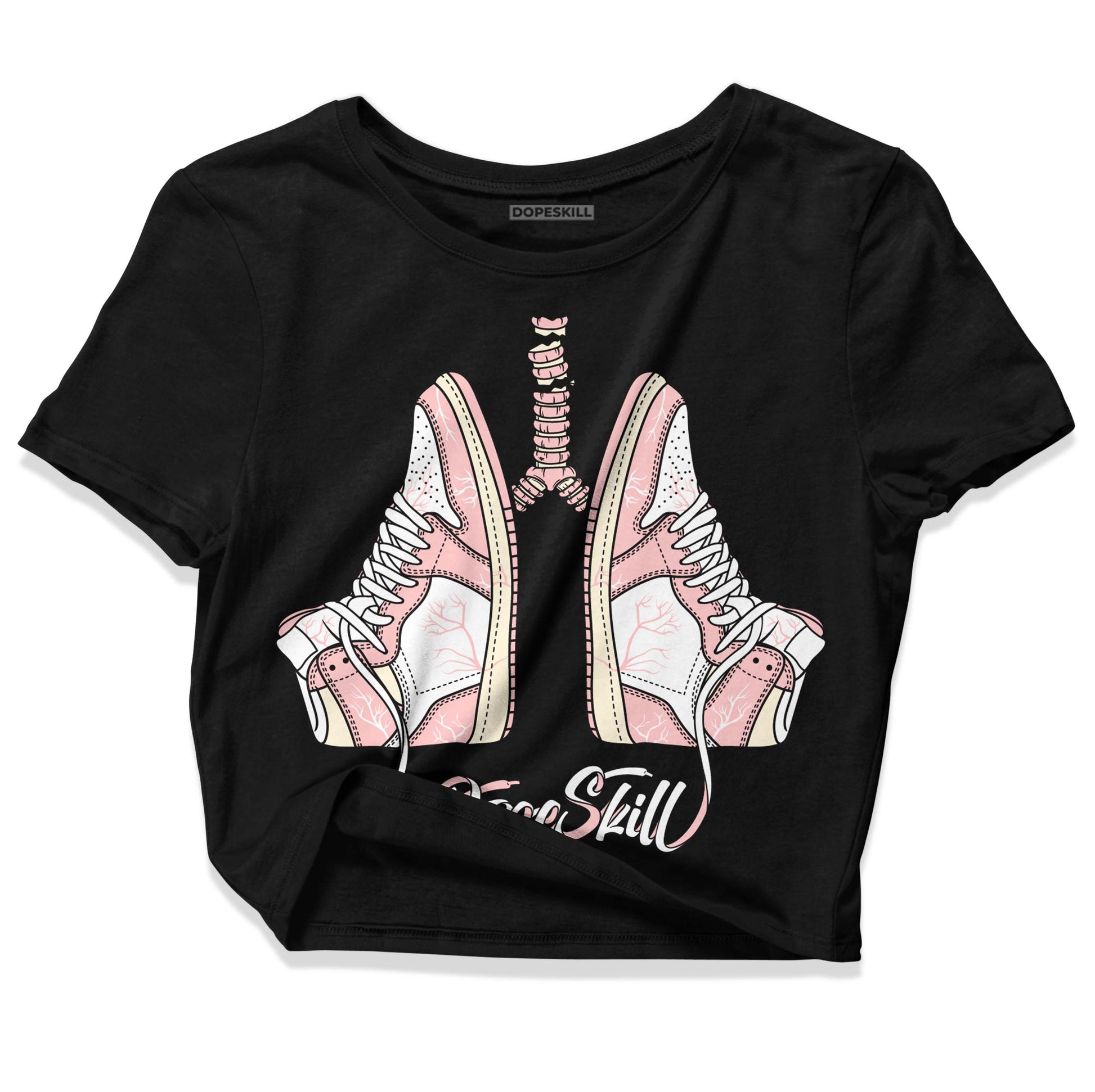 Air Jordan 1 High OG WMNS Washed Pink DopeSkill Women's Crop Top Breathe Graphic Streetwear - Black