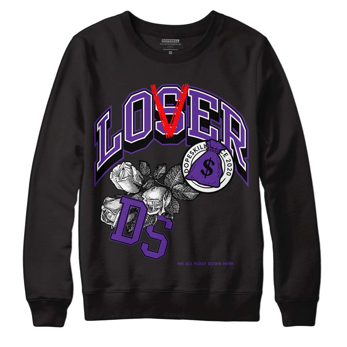 PURPLE Collection DopeSkill Sweatshirt Loser Lover Graphic - Black