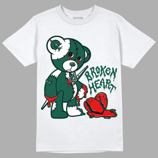 Lottery Pack Malachite Green Dunk Low DopeSkill T-Shirt Broken Heart Graphic - White