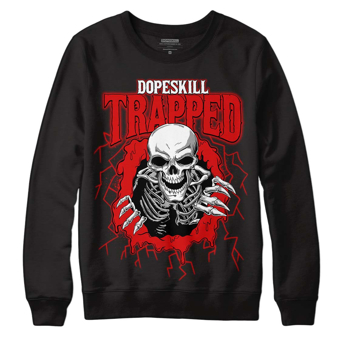 Jordan 12 Retro ‘Gym Red’ DopeSkill Sweatshirt Trapped Halloween Graphic Streetwear - Black 