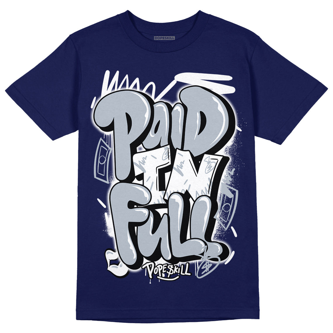 Midnight Navy 11s DopeSkill T-shirt New Paid In Full Graphic