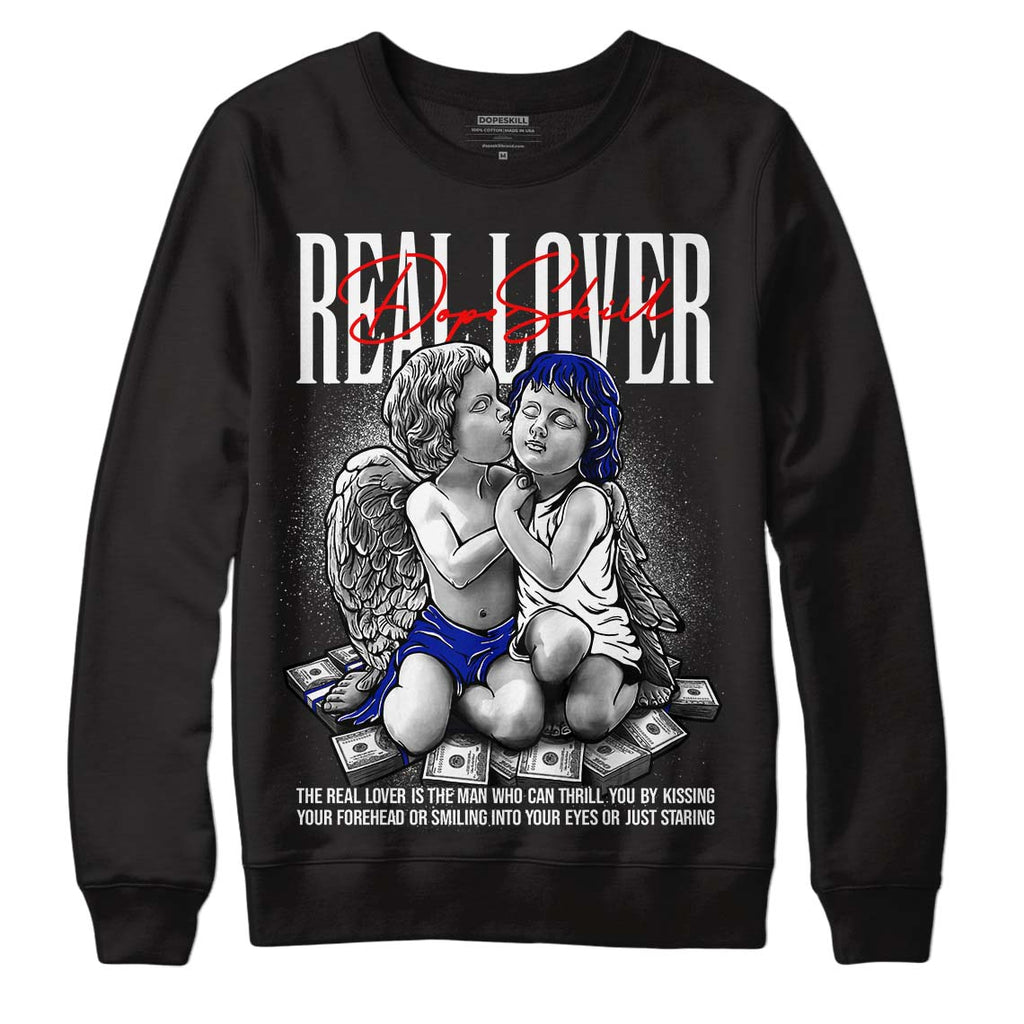 Racer Blue White Dunk Low DopeSkill Sweatshirt Real Lover Graphic - Black