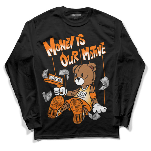 Wmns Dunk Low 'Magma Orange DopeSkill Long Sleeve T-Shirt Money Is Our Motive Bear Graphic Streetwear - Black