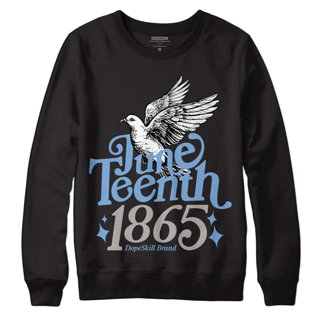 Jordan 5 Retro University Blue DopeSkill Sweatshirt Juneteenth 1865 Graphic Streetwear - Black