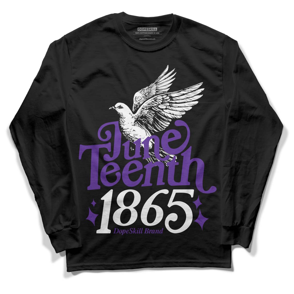 Jordan 13 Court Purple DopeSkill Long Sleeve T-Shirt Juneteenth 1865 Graphic Streetwear - Black