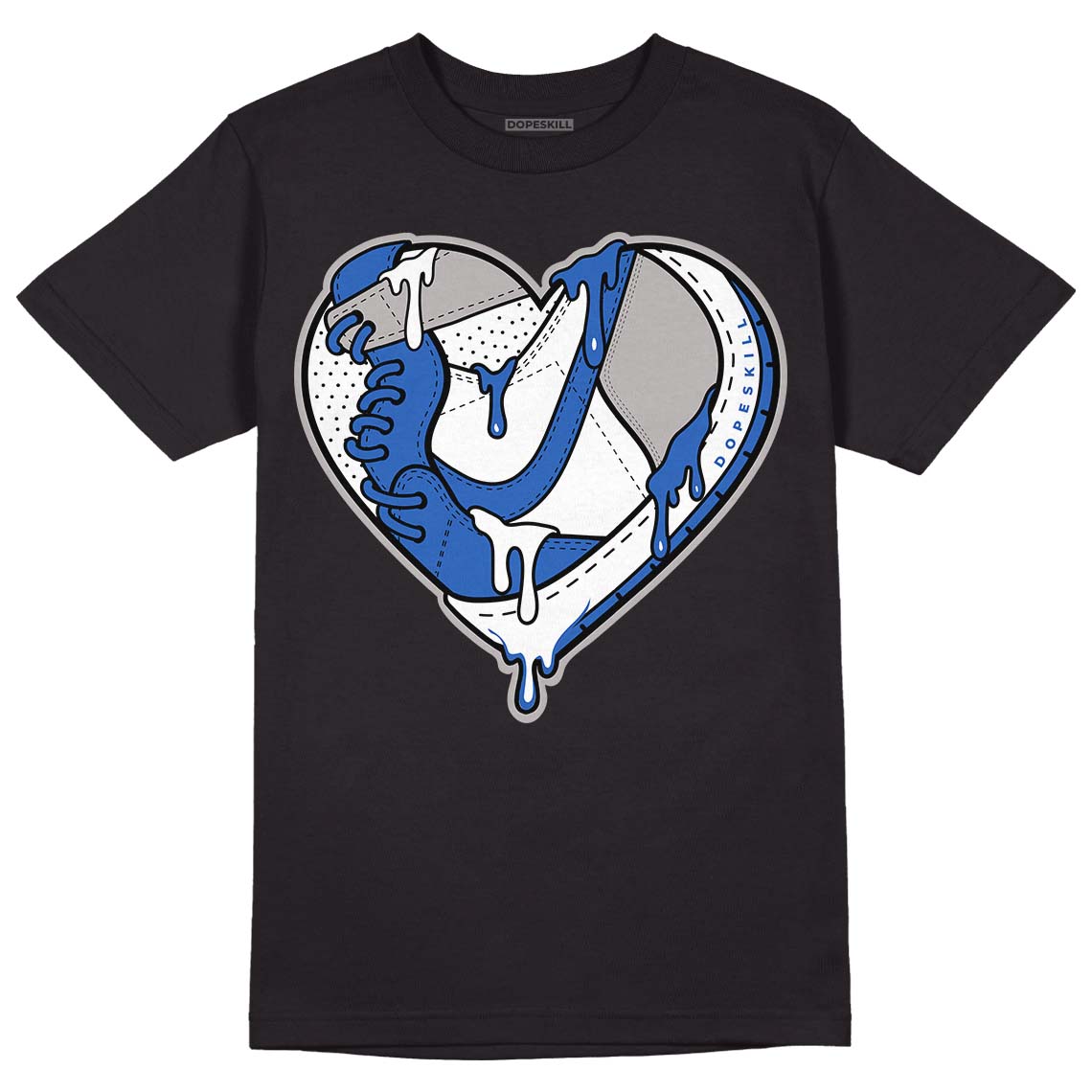 True Blue 1s DopeSkill T-Shirt Heart Jordan 1 Graphic - Black