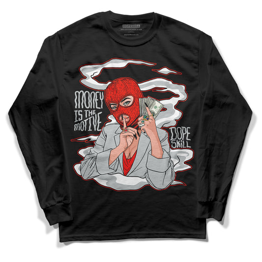 Black Canvas 4s DopeSkill Long Sleeve T-Shirt Money Is The Motive Graphic - Black